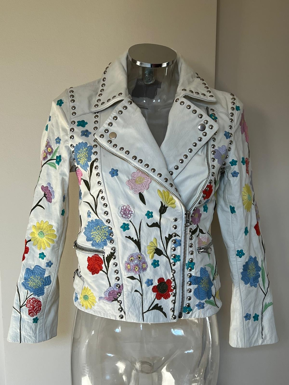 Asos giacca pelle ricamata a mano