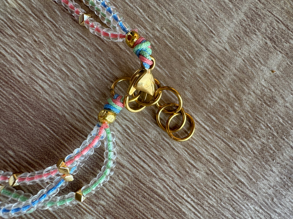 Bracciale triplo cristallo e filo colorato