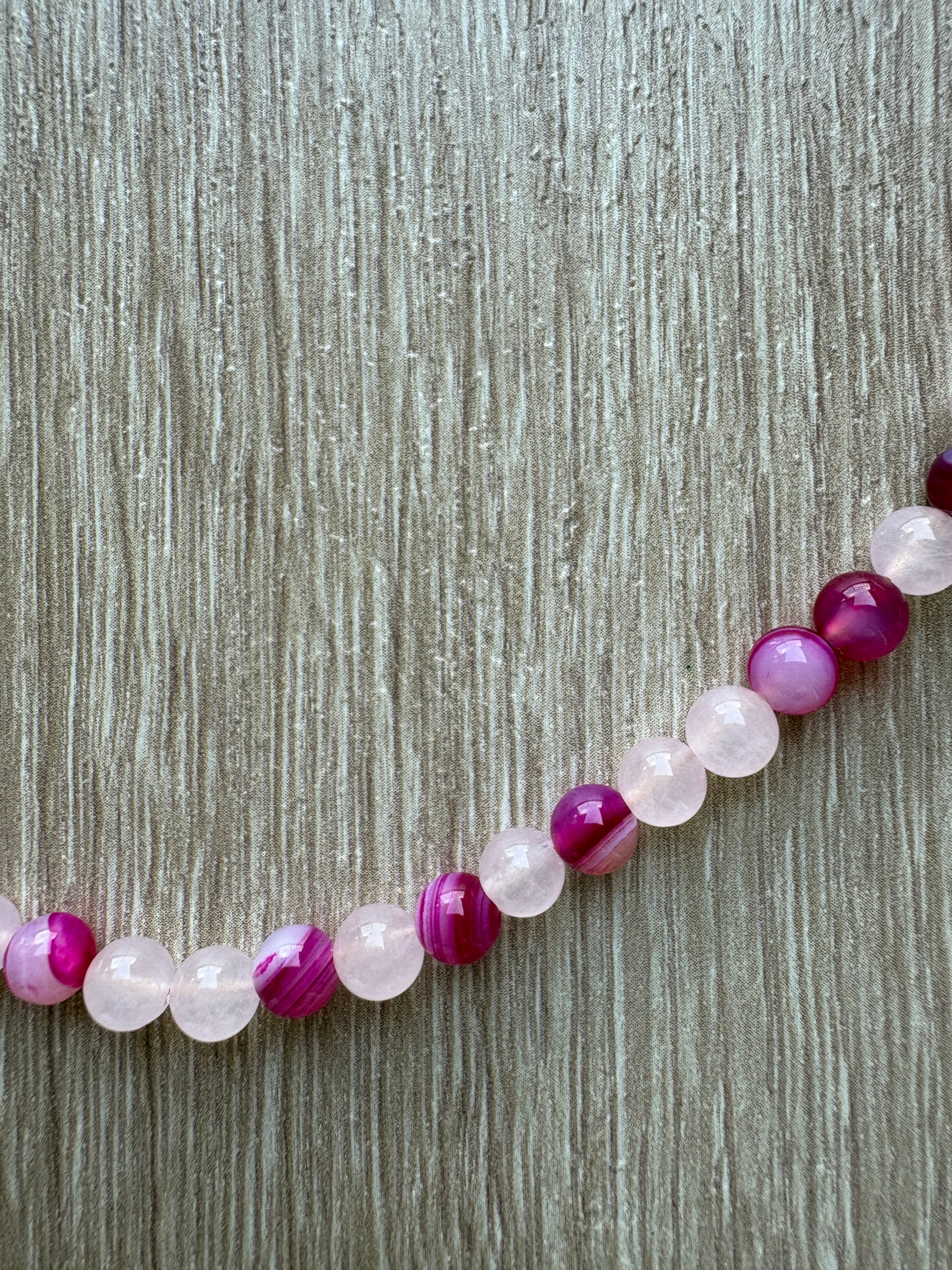 Collana Agata fucsia e quarzo rosa